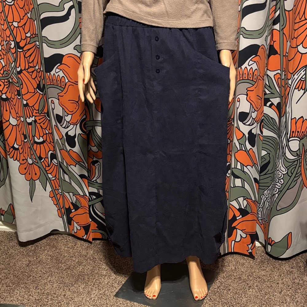 Navy Corduroy Skirt